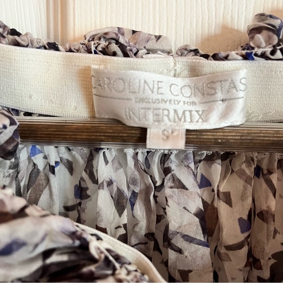 Caroline Constas Silk Smocked Elastic Cinched Ruffle Off Shoulder Top - Picture 5 of 7